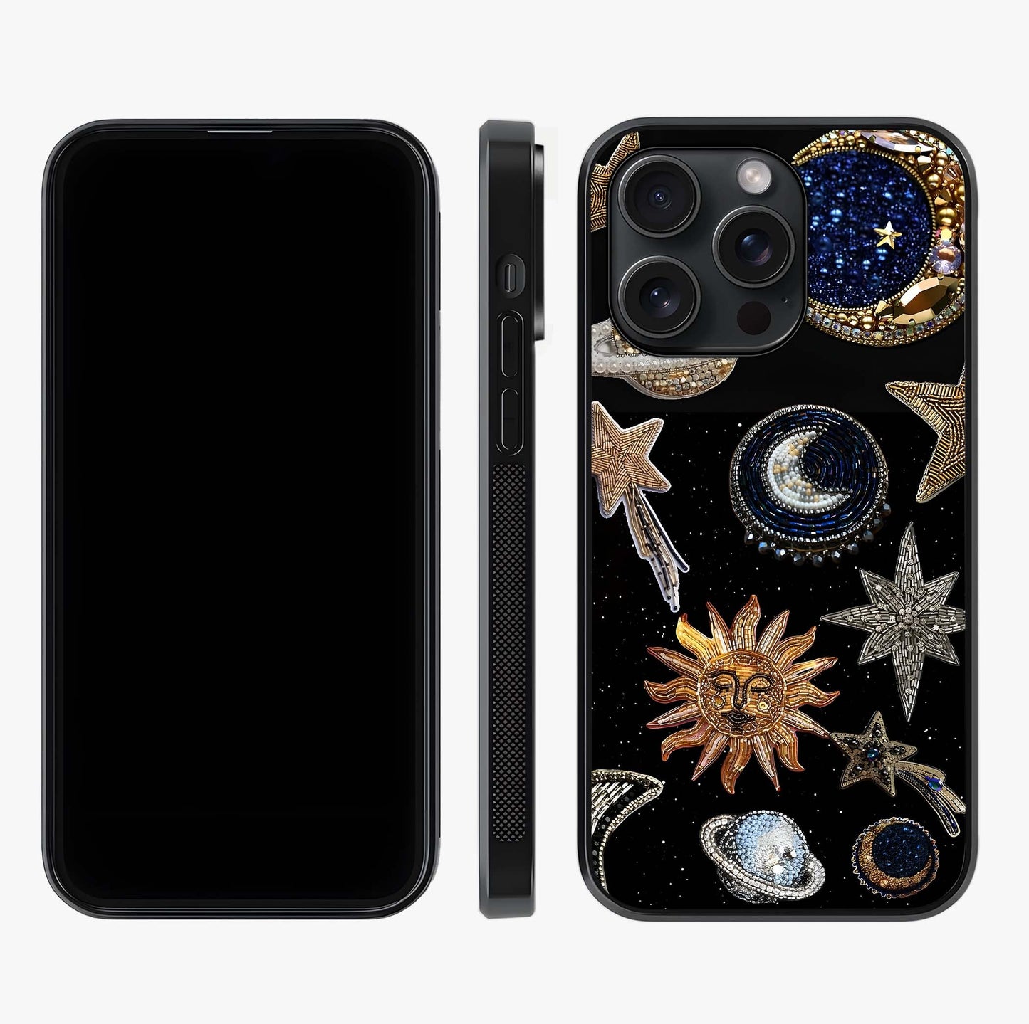 Celestial Gem Constellations Glass Case displayed upright for full design visibility and premium finish.