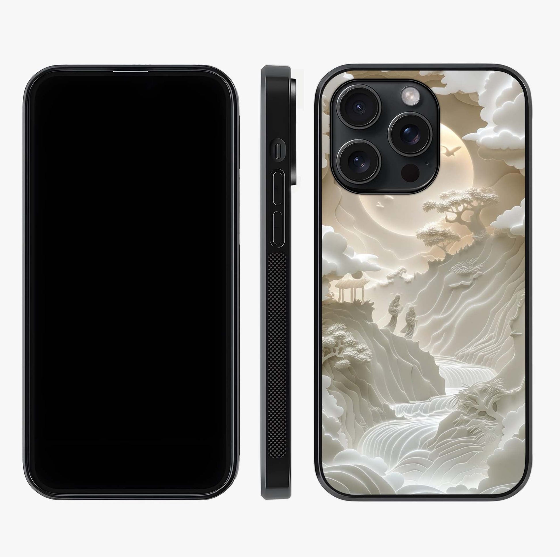 Celestial Origami Glass Case displayed upright for full design visibility and premium finish.