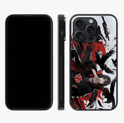 Crimson Crow Illusion Glass Case displayed upright for full design visibility and premium finish.