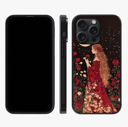 Crimson Dreams Glass Case displayed upright for full design visibility and premium finish.