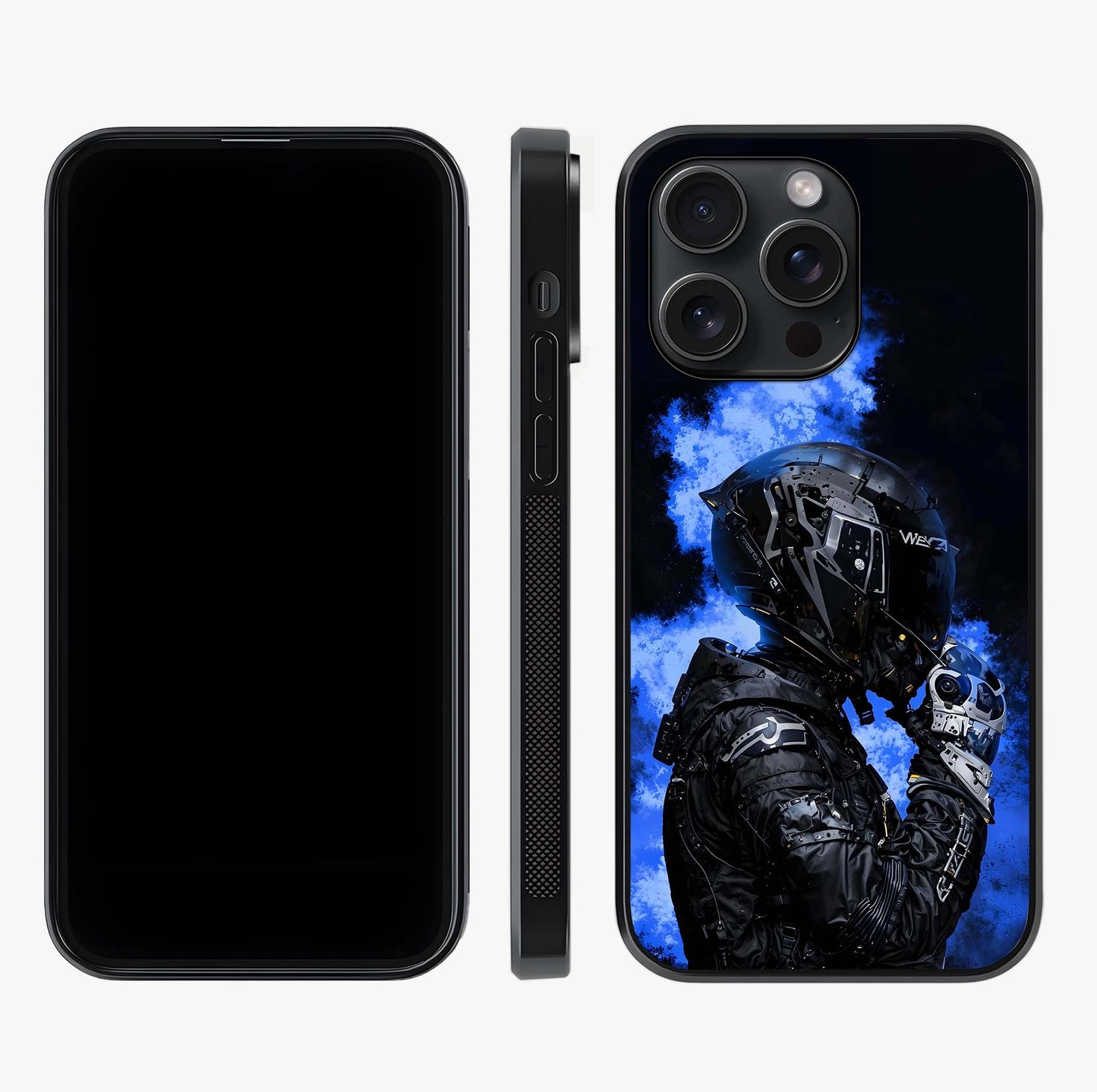 Cyber Sentinel Protocol Glass Case displayed upright for full design visibility and premium finish.