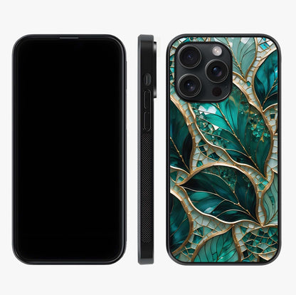 Emerald Leaf Glass Glass Case displayed upright for full design visibility and premium finish.
