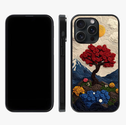 Eternal Nature Tapestry Glass Case displayed upright for full design visibility and premium finish.
