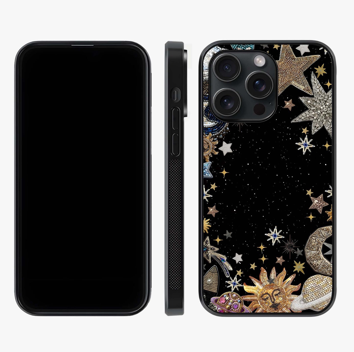 Galactic Jewel Stars Glass Case displayed upright for full design visibility and premium finish.