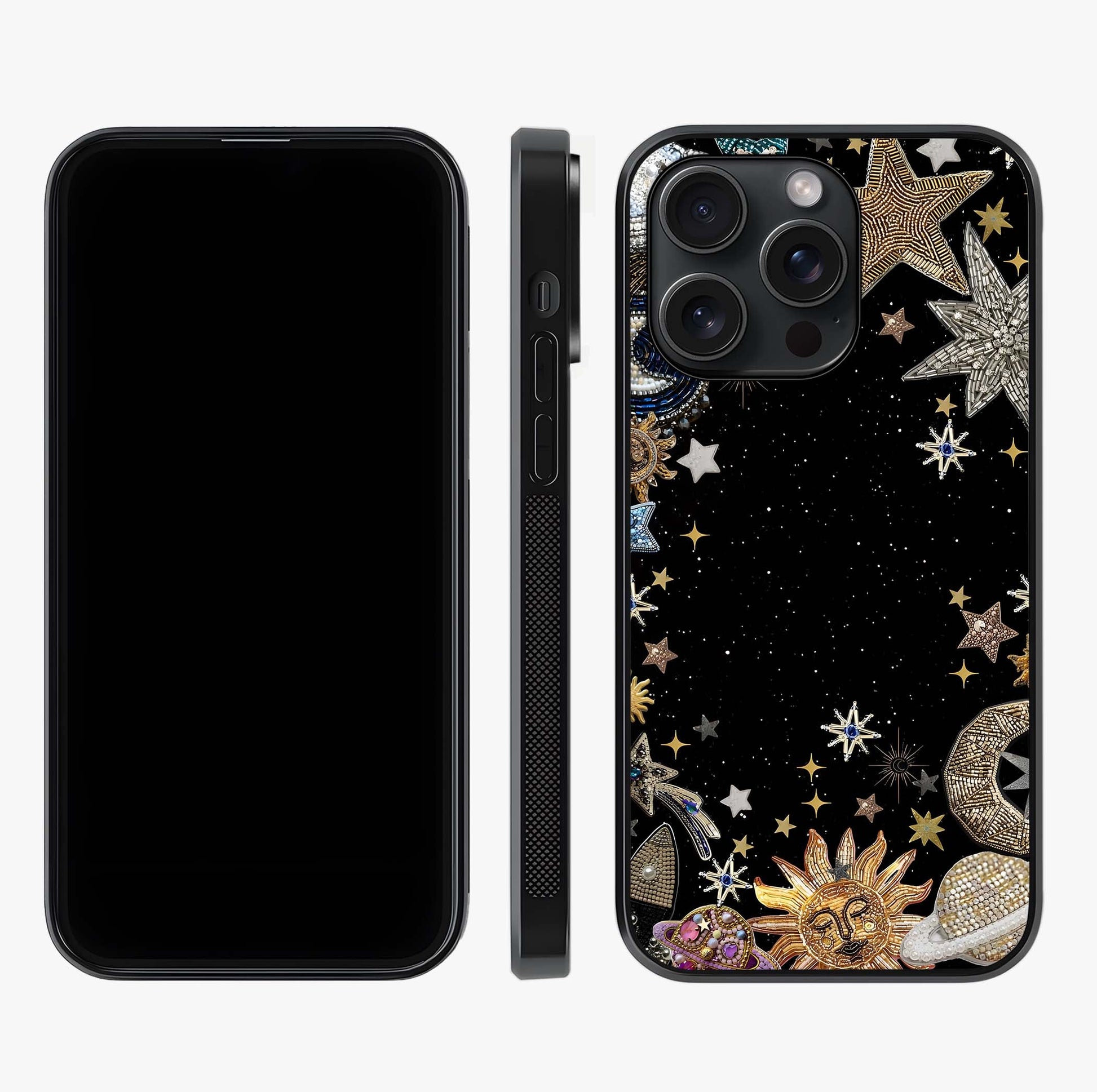 Galactic Jewel Stars Glass Case displayed upright for full design visibility and premium finish.