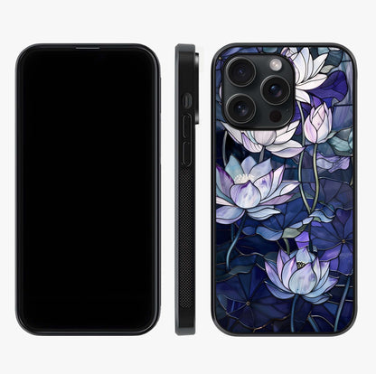 Gloss Petal Rush Glass Case displayed upright for full design visibility and premium finish.