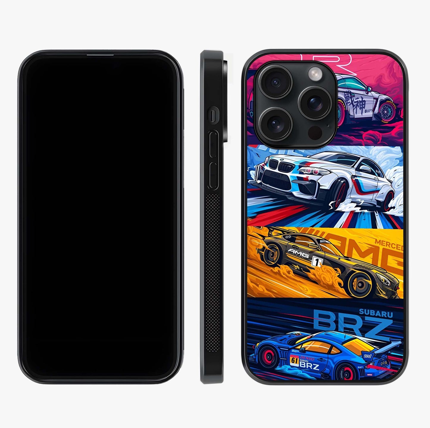 Jdm Sports Car Glass Case displayed upright for full design visibility and premium finish.