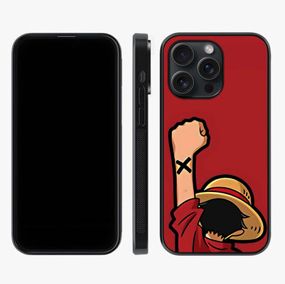 Luffy X Spirit Glass Case displayed upright for full design visibility and premium finish.