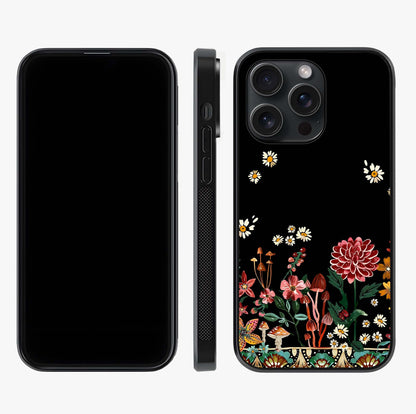 Midnight Bloom Pattern Glass Case displayed upright for full design visibility and premium finish.