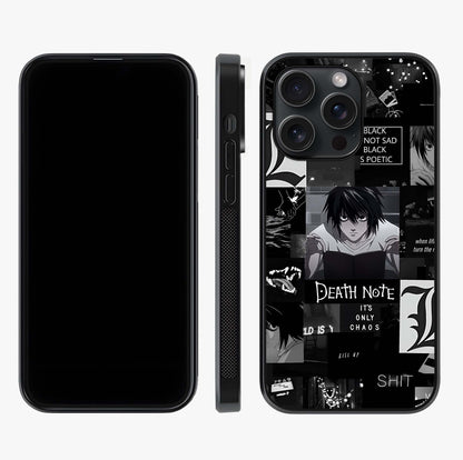 Midnight Chaos Mind Glass Case displayed upright for full design visibility and premium finish.