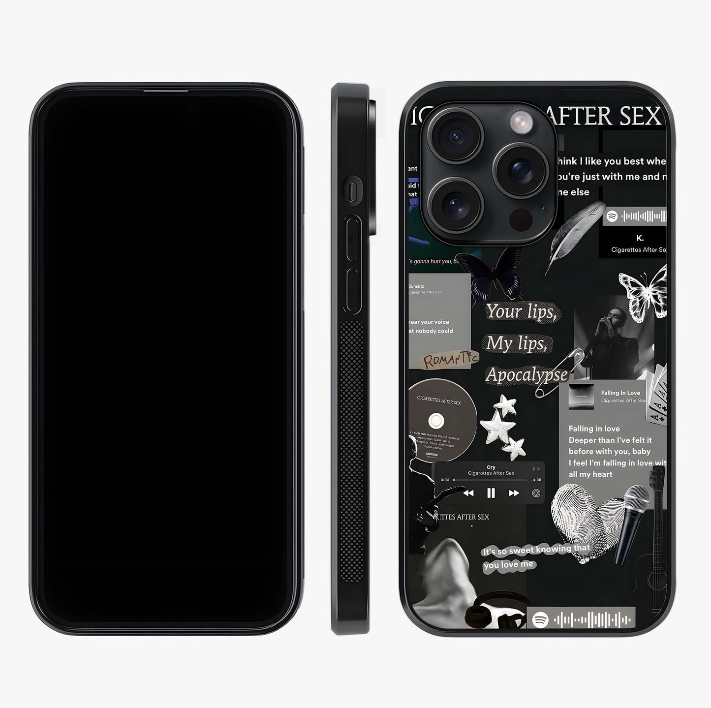 Midnight Love Echo Glass Case displayed upright for full design visibility and premium finish.