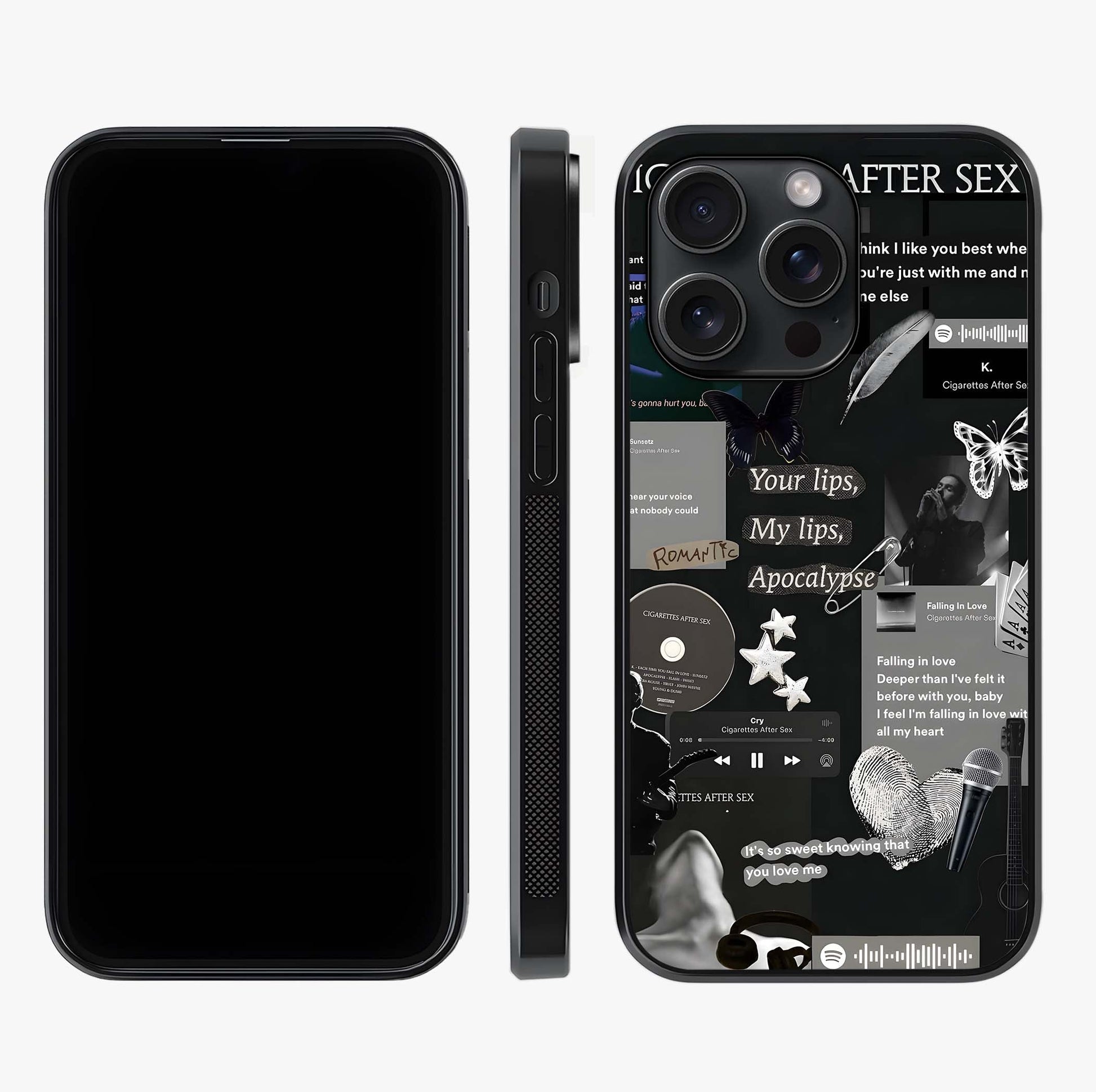 Midnight Love Echo Glass Case displayed upright for full design visibility and premium finish.