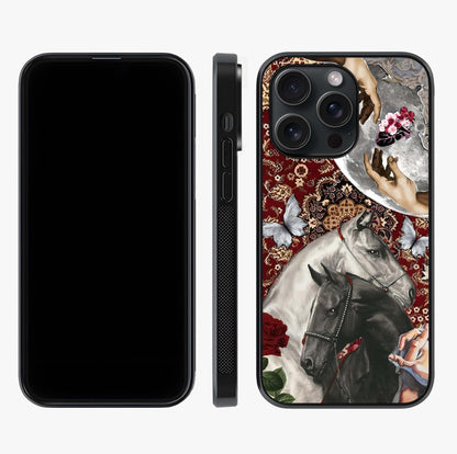 Moonlit Royal Stallion Glass Case displayed upright for full design visibility and premium finish.