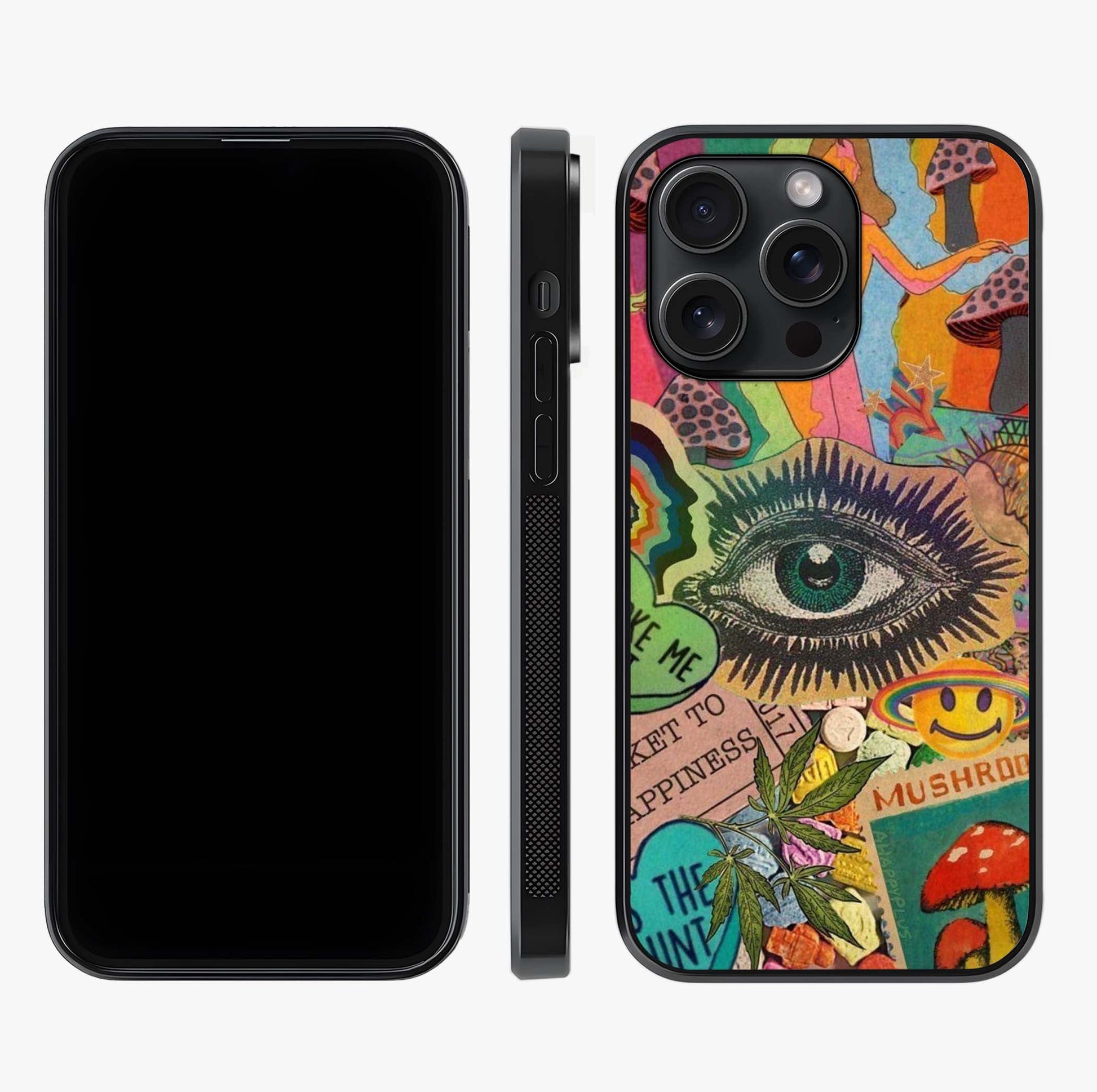 Mystic Eye Wonderland Glass Case displayed upright for full design visibility and premium finish.