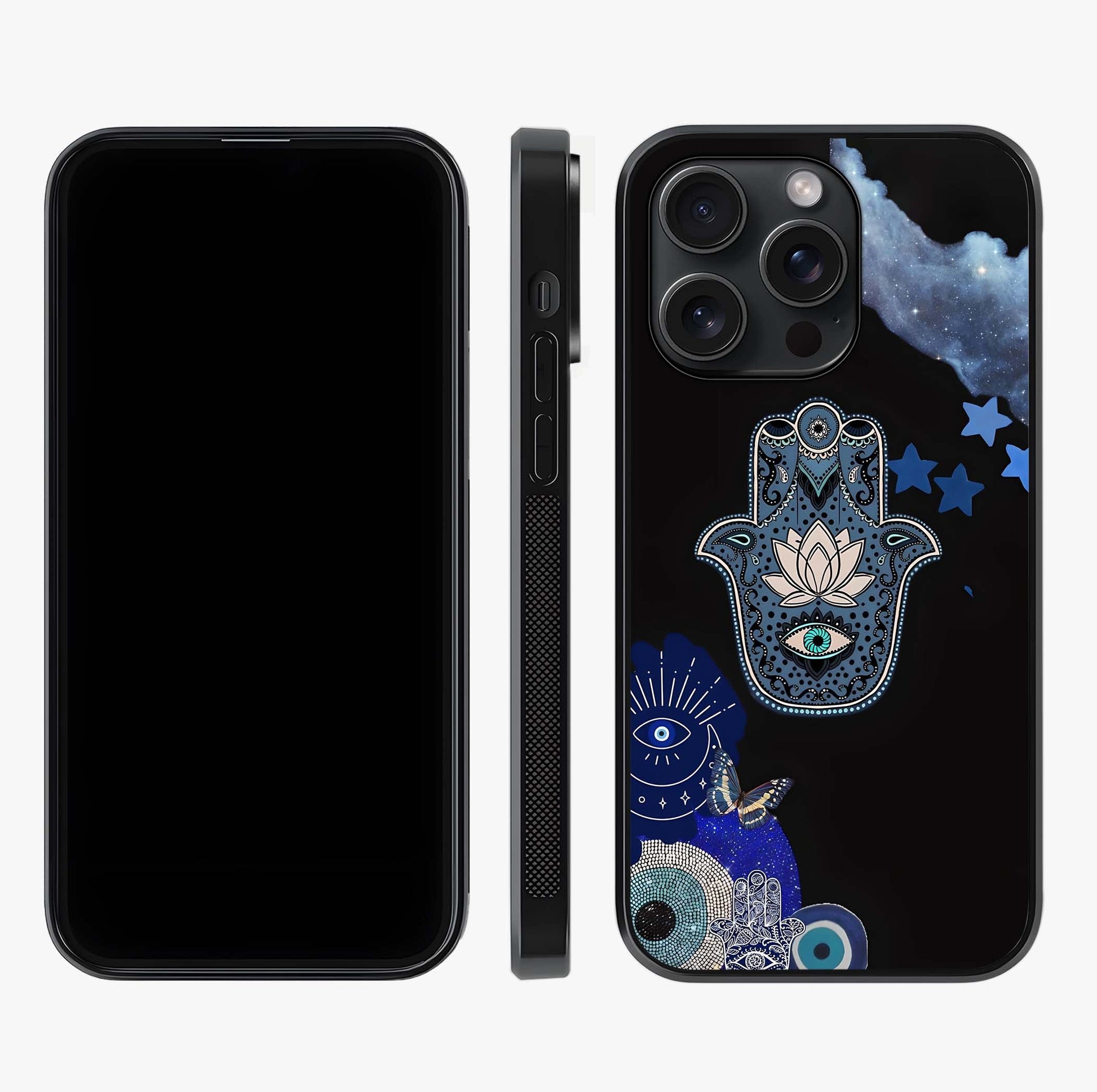 Mystic Hand Aura Glass Case displayed upright for full design visibility and premium finish.