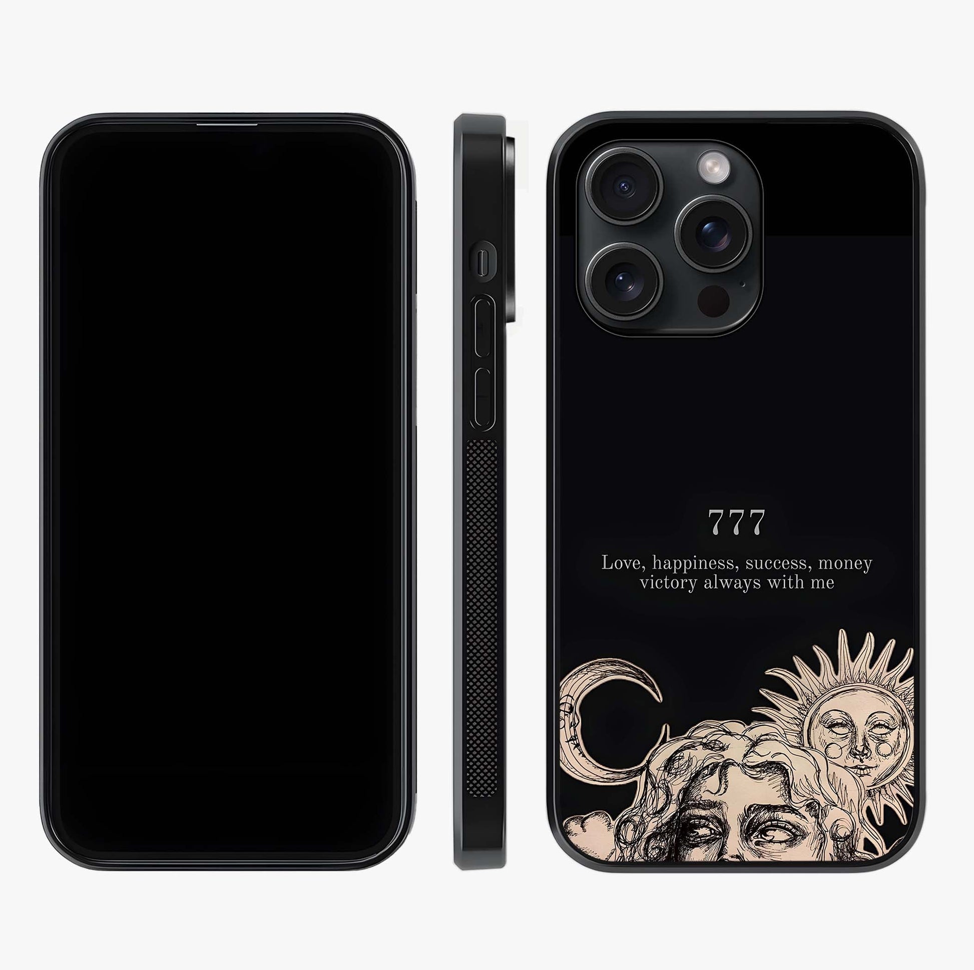 Mystic Victory Aura Glass Case displayed upright for full design visibility and premium finish.