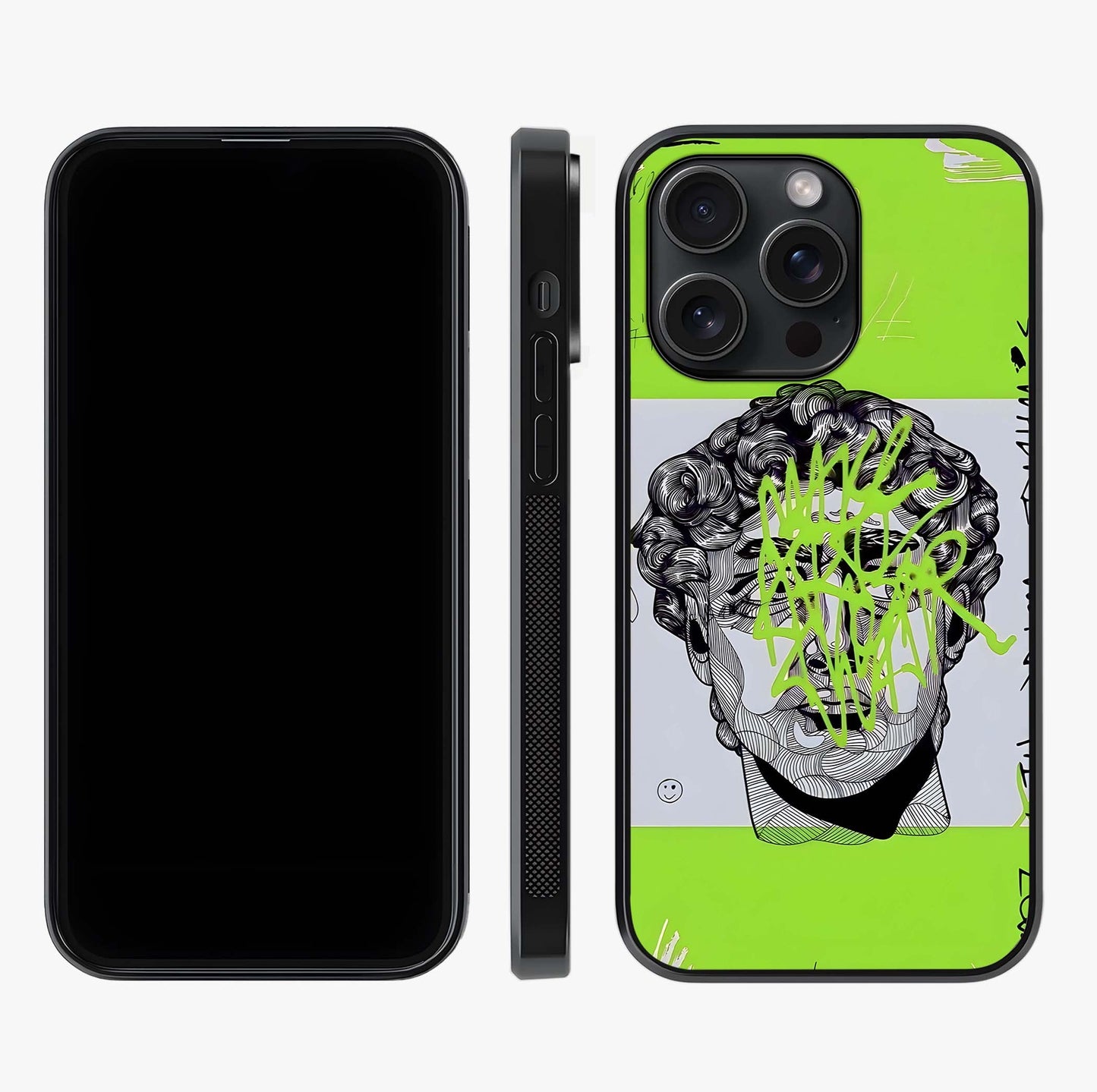 Neo Graffiti Rebellion Glass Case displayed upright for full design visibility and premium finish.