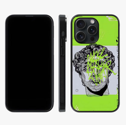 Neo Graffiti Rebellion Glass Case displayed upright for full design visibility and premium finish.