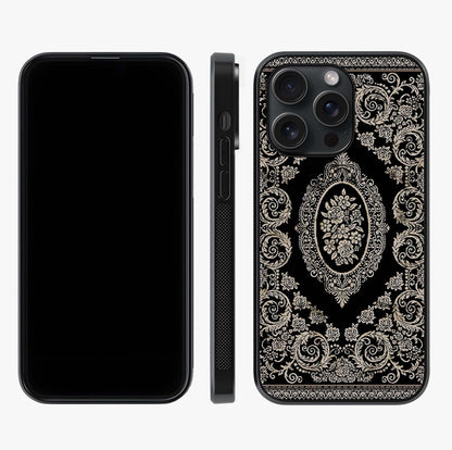 Noir Bloom Elegance Glass Case displayed upright for full design visibility and premium finish.