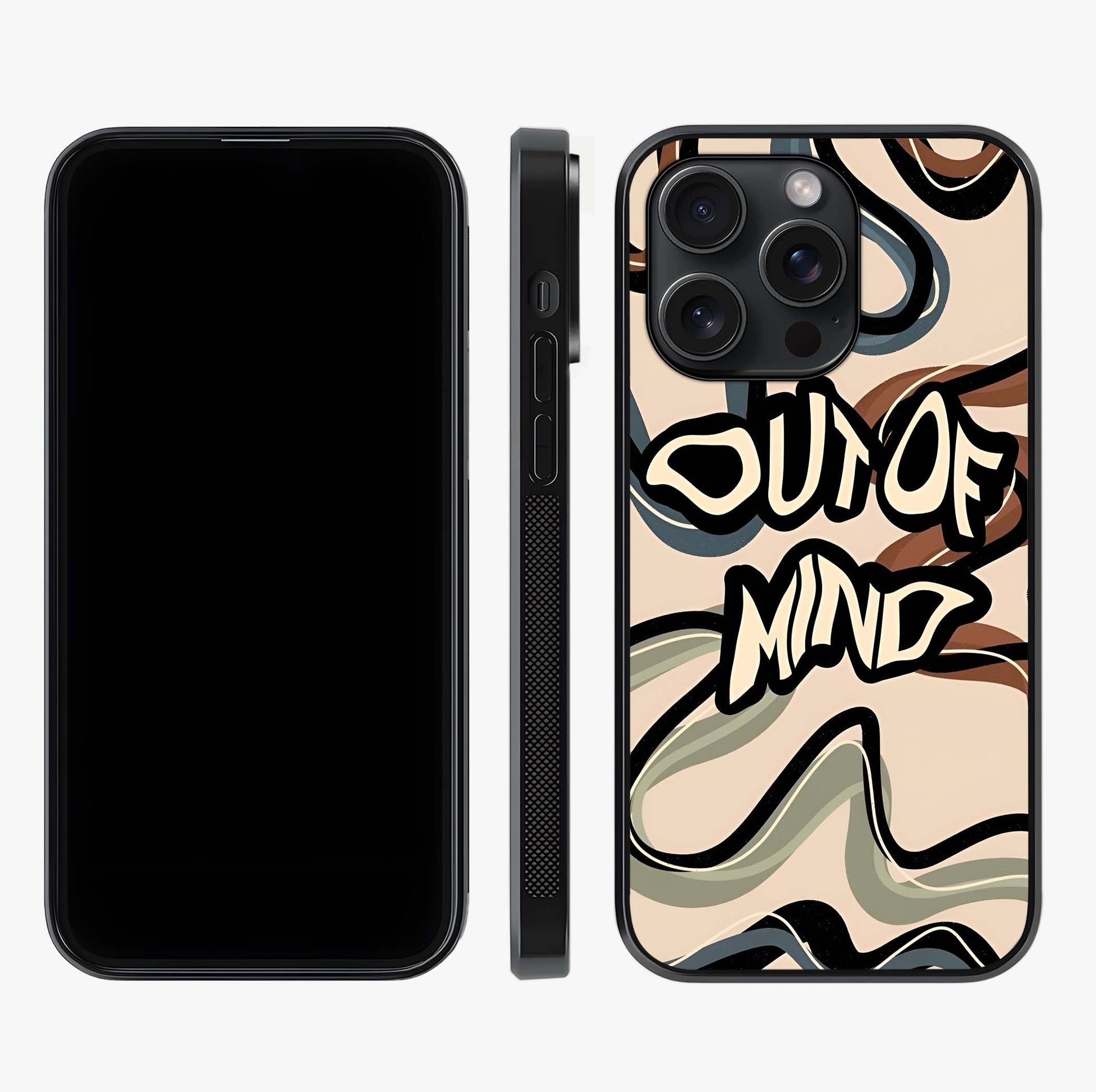 Out Of Mind Glass Case displayed upright for full design visibility and premium finish.
