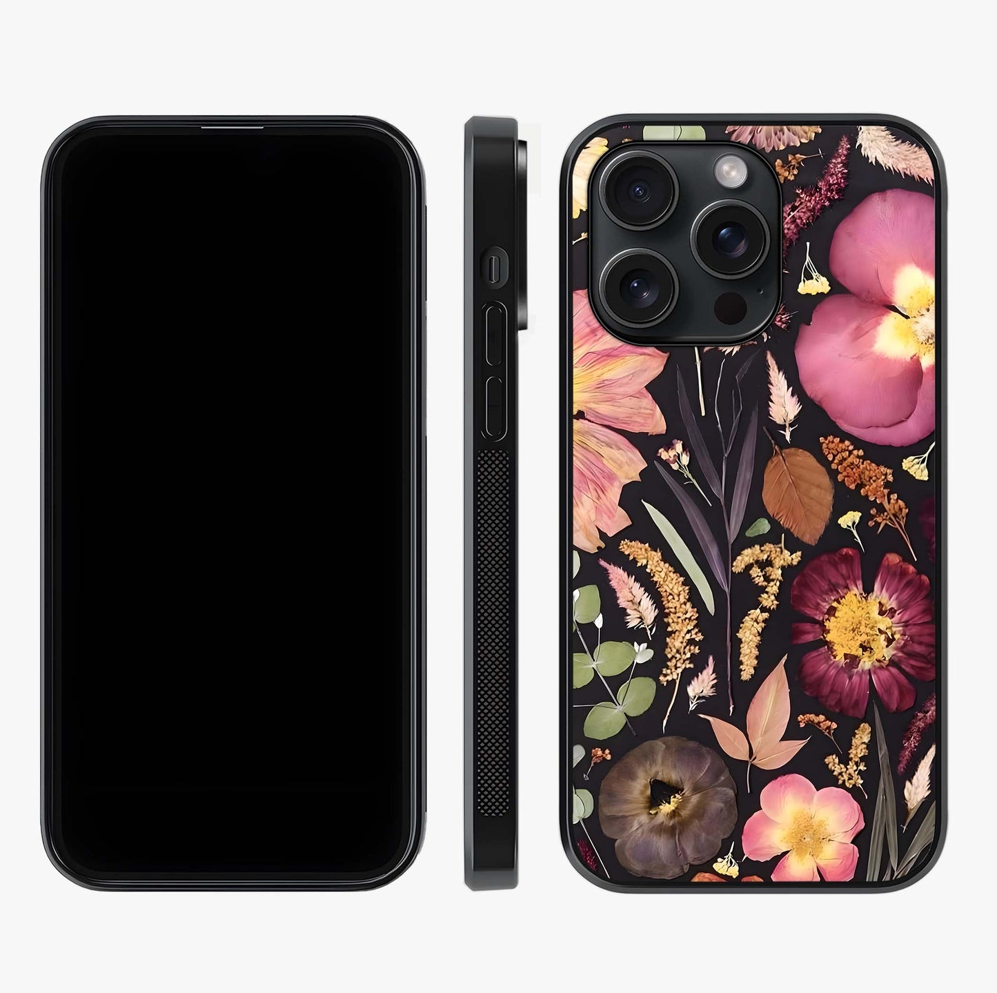 Petal Dream Tapestry Glass Case displayed upright for full design visibility and premium finish.