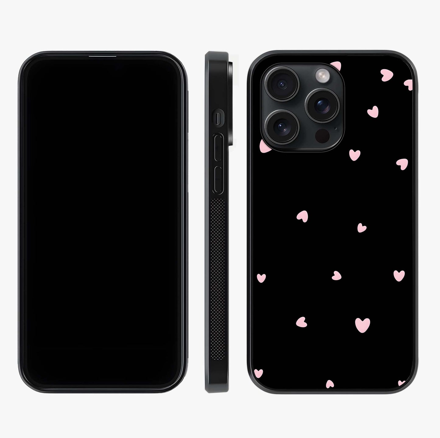 Pink Love Drops Glass Case displayed upright for full design visibility and premium finish.