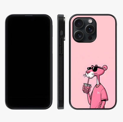 Pink Panther Glass Case displayed upright for full design visibility and premium finish.
