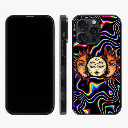 Psychedelic Sun Glass Case displayed upright for full design visibility and premium finish.