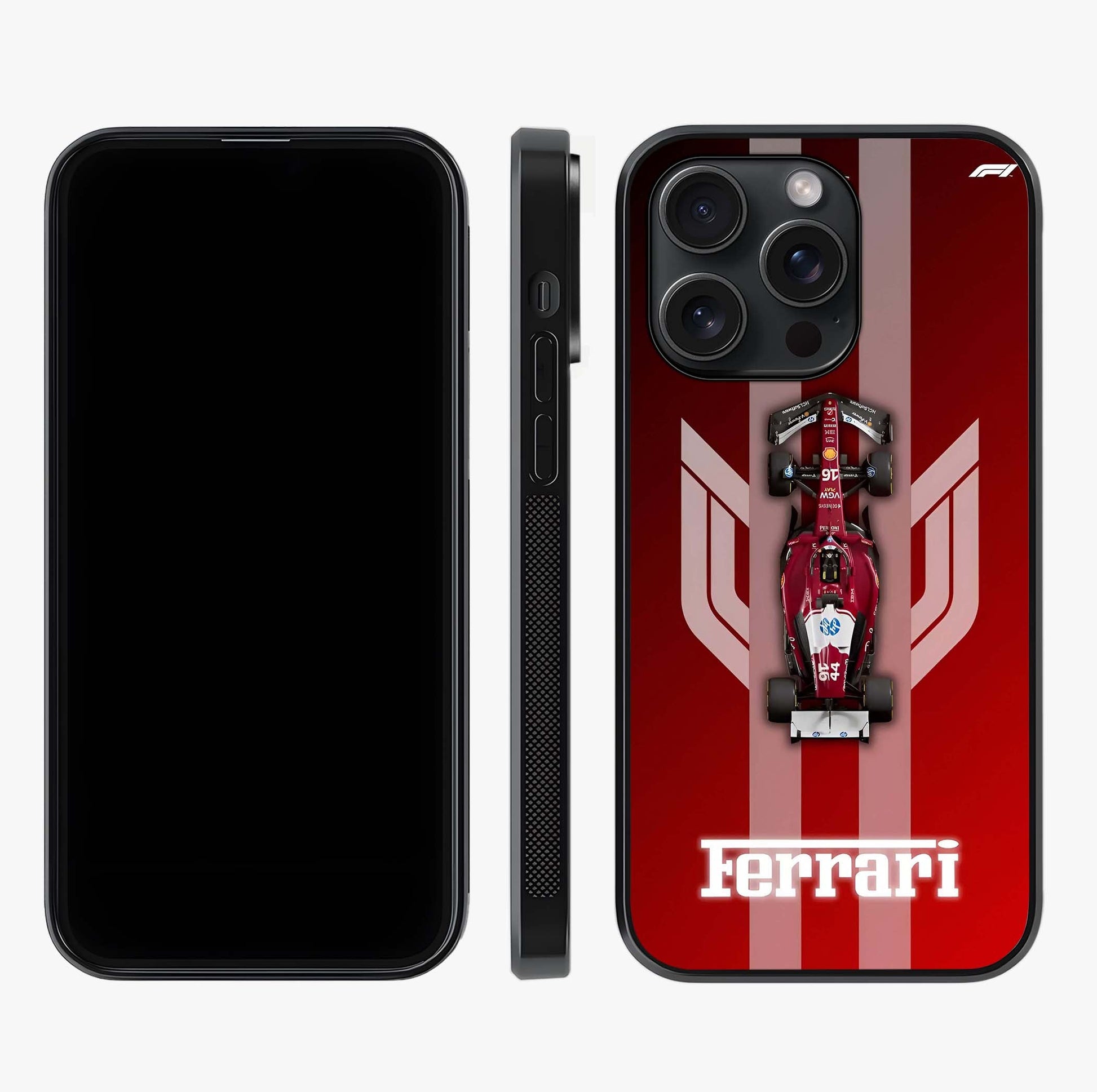 Red Ferrari F1 Vertical Glass Case displayed upright for full design visibility and premium finish.