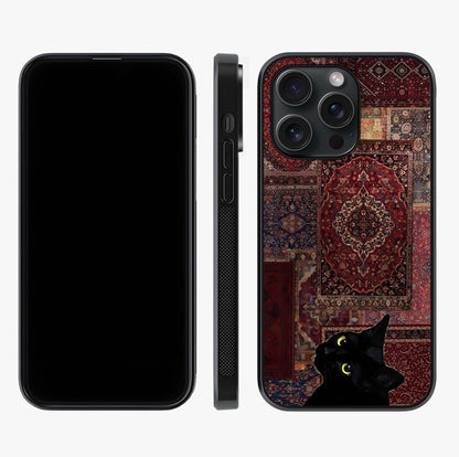 Regal Magic Cat Apple Glass Case displayed upright for full design visibility and premium finish.