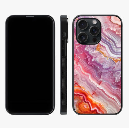 Rose Quartz Marble Glass Case displayed upright for full design visibility and premium finish.