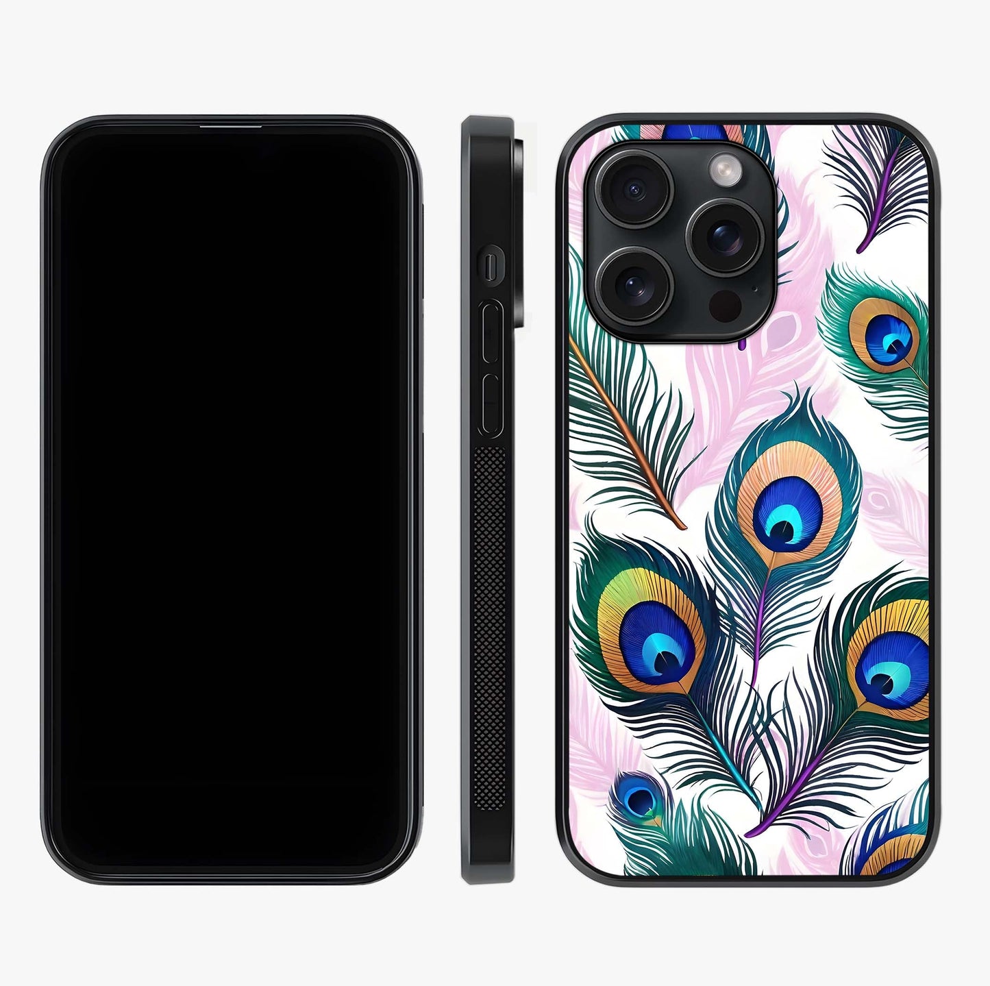 Royal Peacock Feathers Glass Case displayed upright for full design visibility and premium finish.