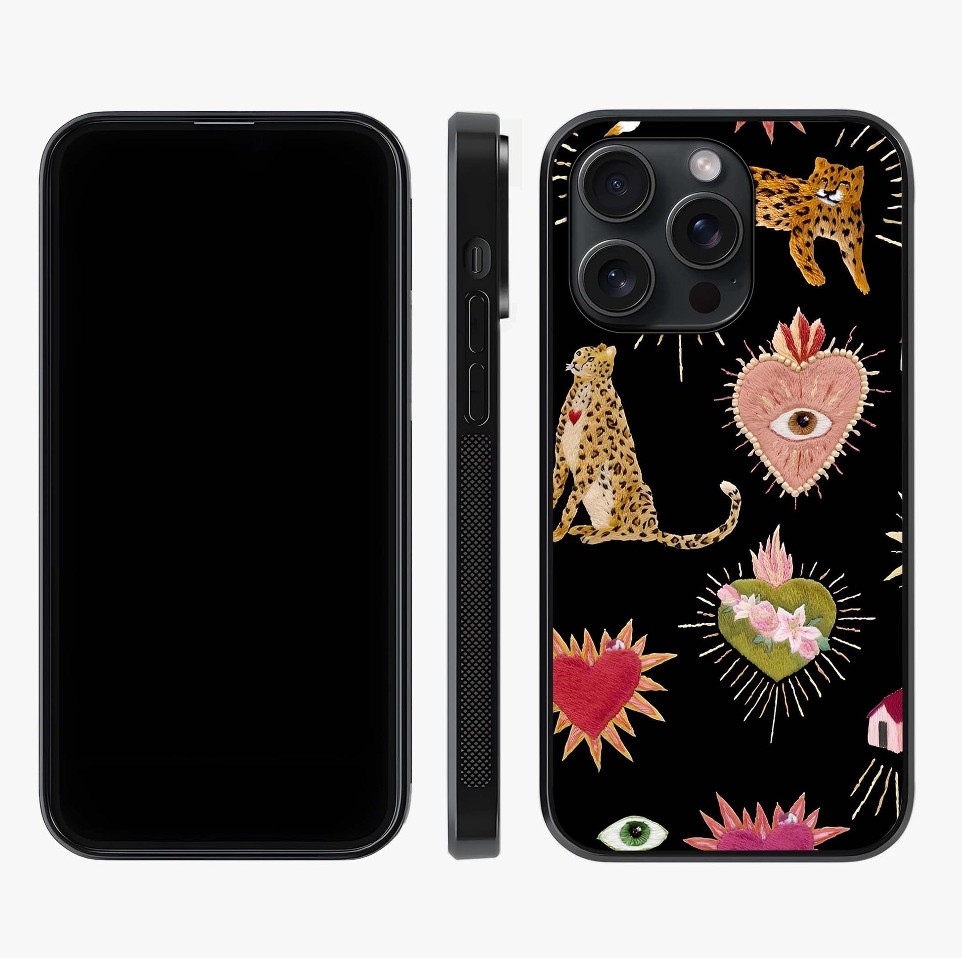Sacred Jungle Heart Glass Case displayed upright for full design visibility and premium finish.