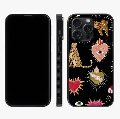 Sacred Jungle Heart Glass Case displayed upright for full design visibility and premium finish.