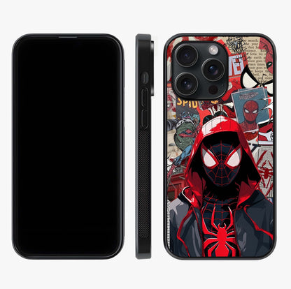 Spider Collage Street Glass Case displayed upright for full design visibility and premium finish.