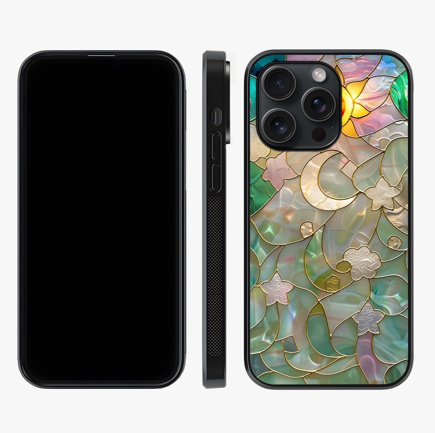 Stained Sunrise Glow Glass Case displayed upright for full design visibility and premium finish.