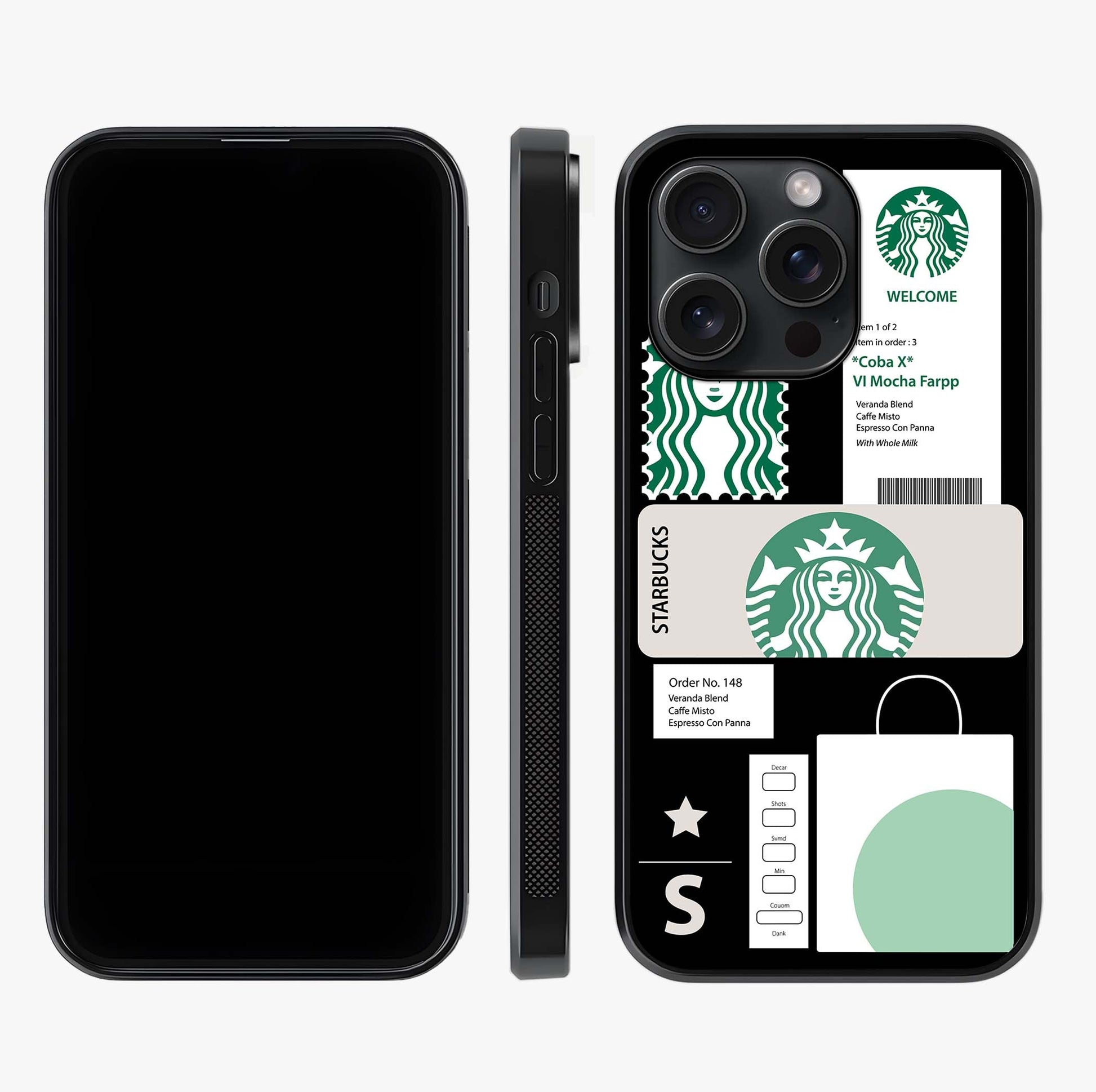 Starbucks Mocha Glass Case displayed upright for full design visibility and premium finish.