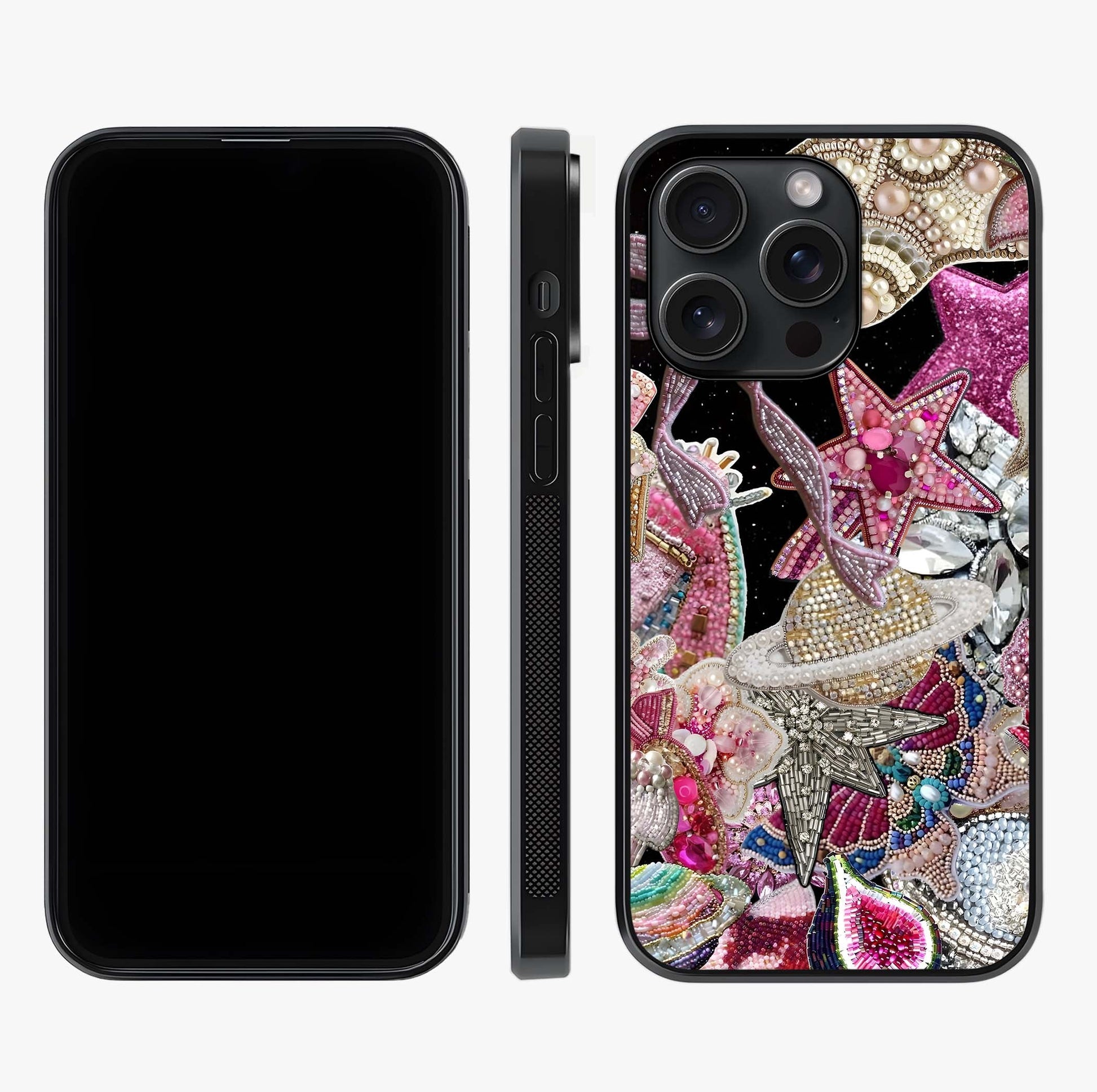 Starlit Jewel Dream Glass Case displayed upright for full design visibility and premium finish.