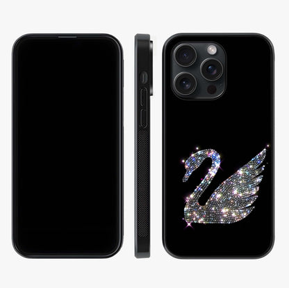 Starlit Swan Grace Glass Case displayed upright for full design visibility and premium finish.