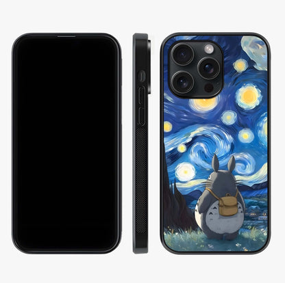 Totoro In Van Gogh Art Glass Case displayed upright for full design visibility and premium finish.
