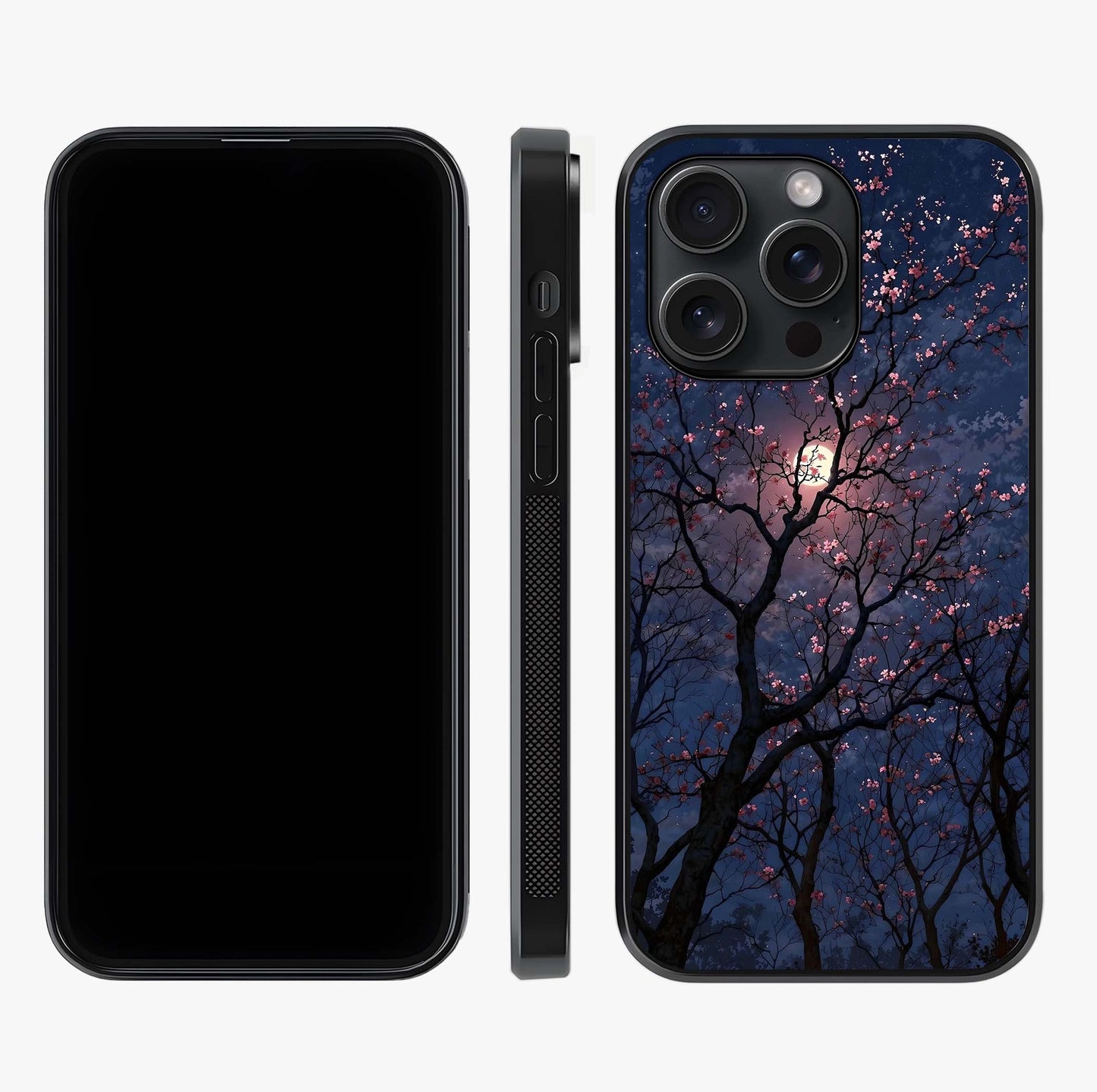Twilight Sakura Serenade Glass Case displayed upright for full design visibility and premium finish.