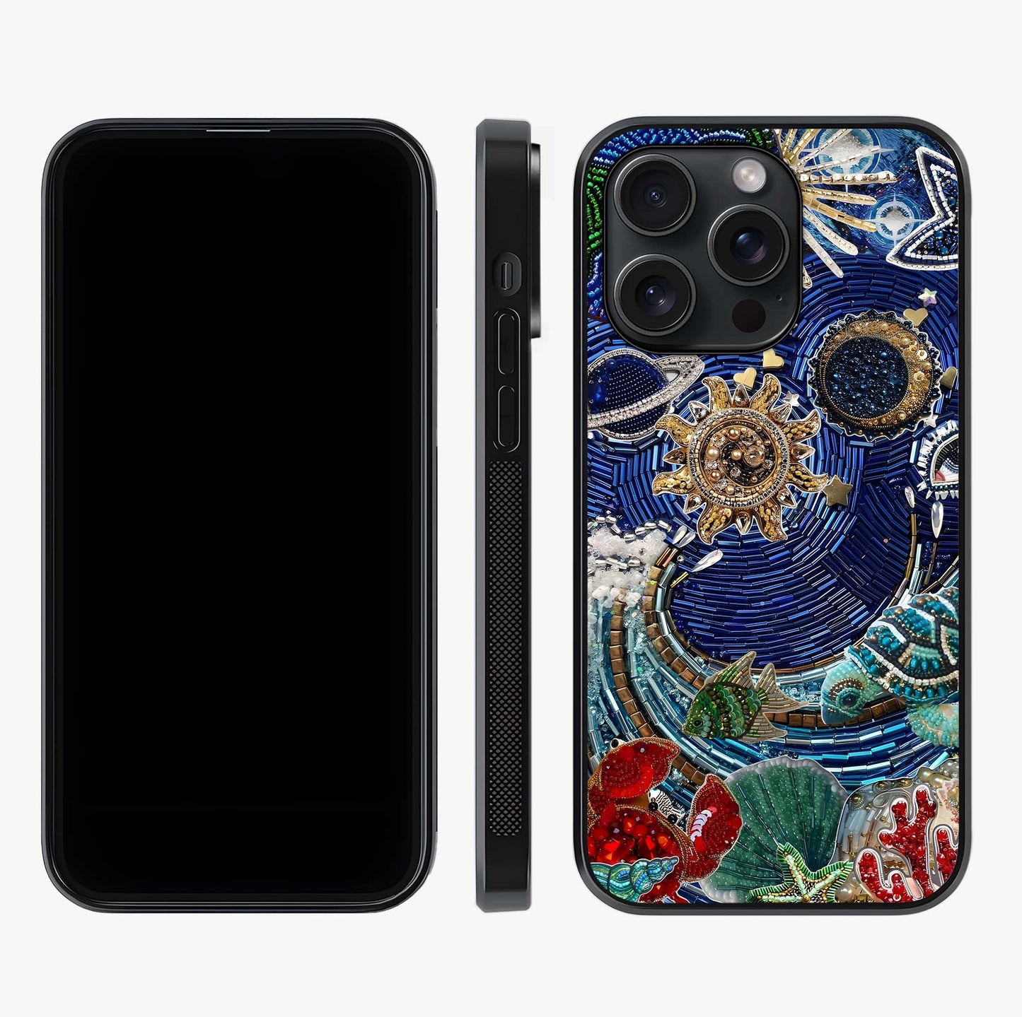 Universe Underwater Spark Glass Case displayed upright for full design visibility and premium finish.