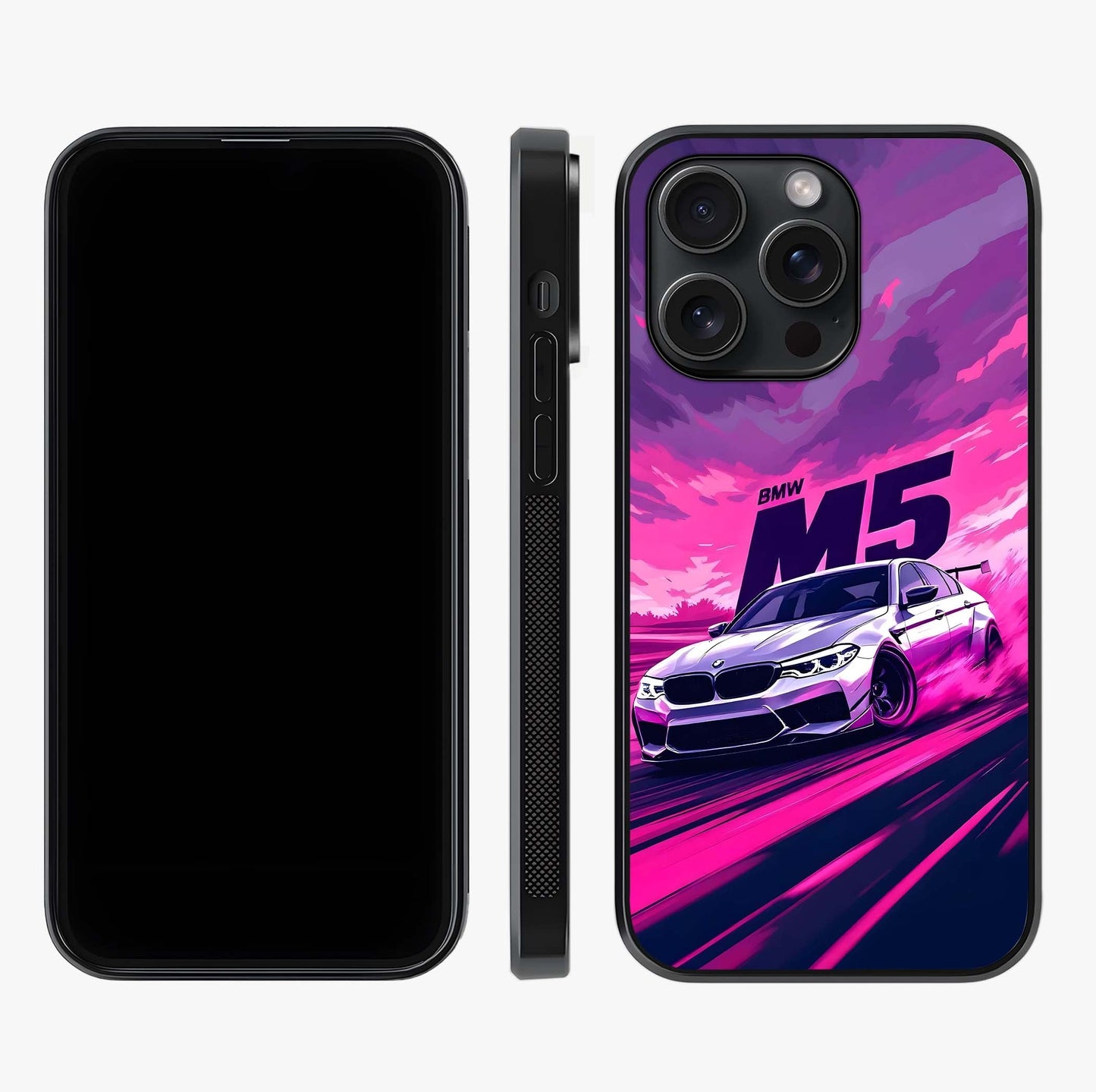 Velocity Drift Pulse Glass Case displayed upright for full design visibility and premium finish.