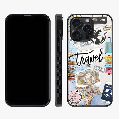 Wanderlust Journal Glass Case displayed upright for full design visibility and premium finish.