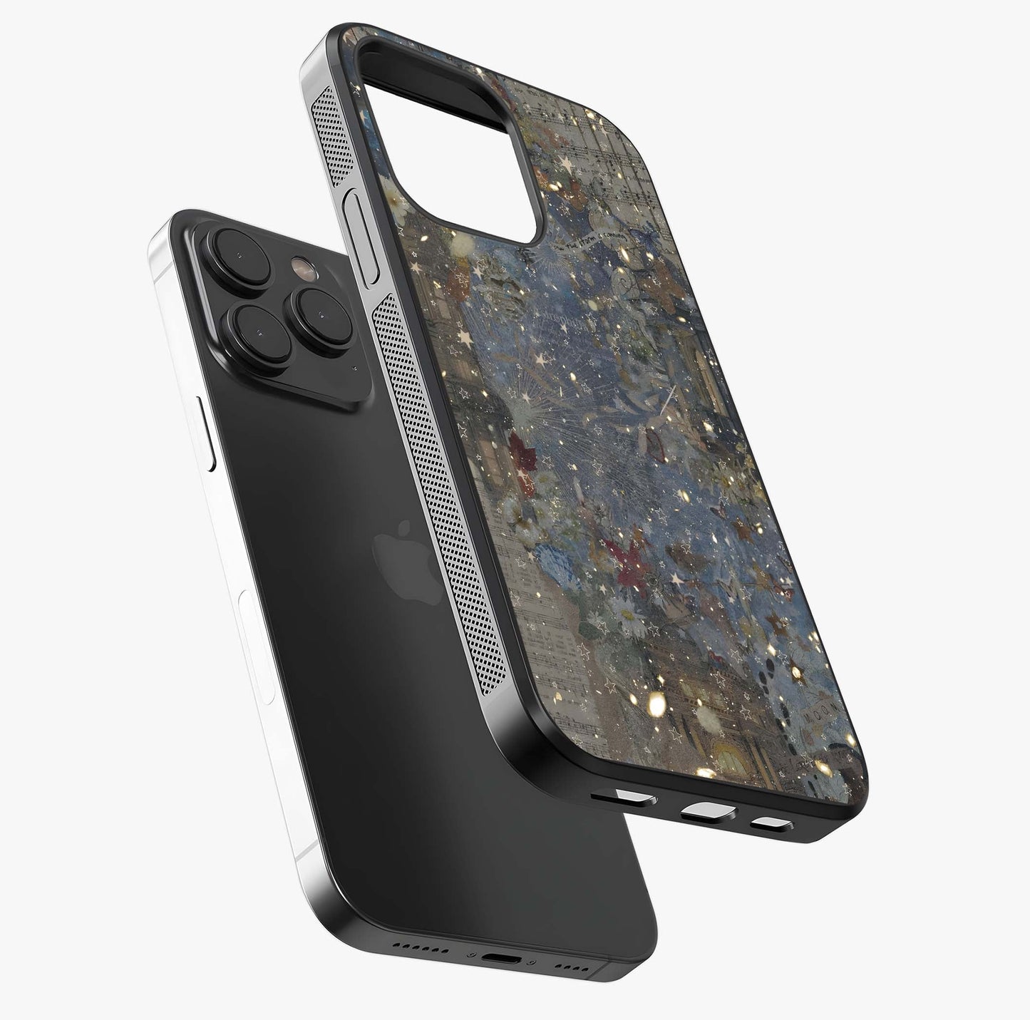 Aesthetic Astrolophia Glass Case photographed in natural light showing reflective finish and design depth.