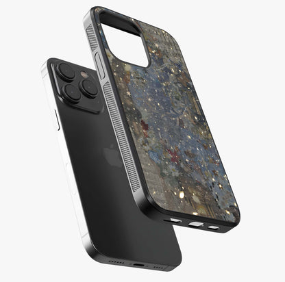 Aesthetic Astrolophia Glass Case photographed in natural light showing reflective finish and design depth.