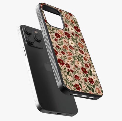 Biege Flower With Leaf Glass Case photographed in natural light showing reflective finish and design depth.