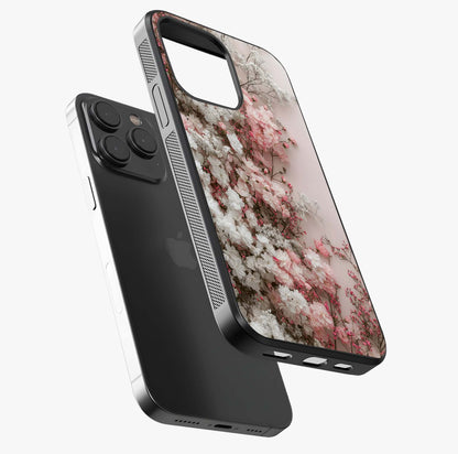 Blush Blossom Cloud Glass Case photographed in natural light showing reflective finish and design depth.