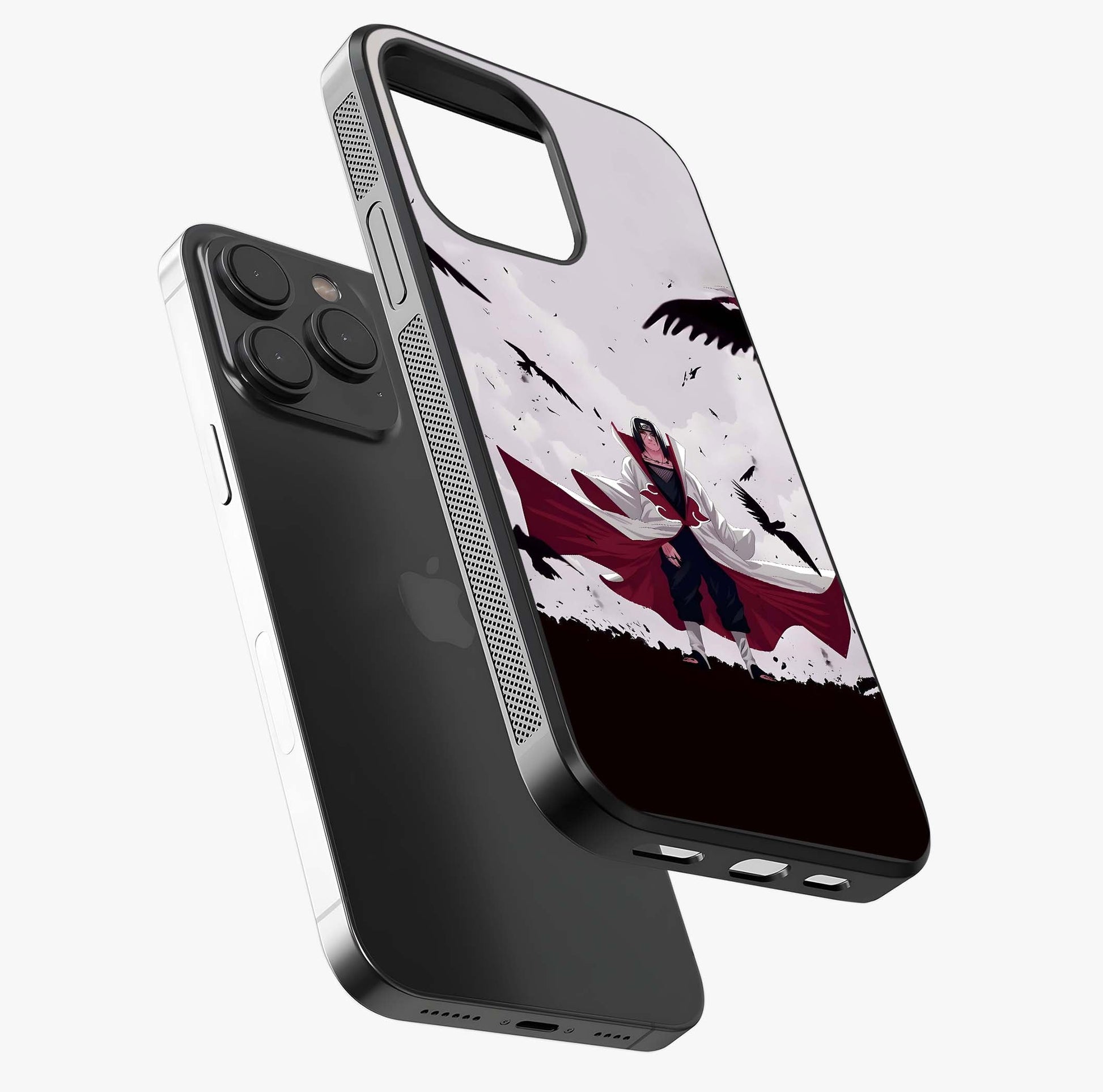 Crimson Crow Ascension Glass Case photographed in natural light showing reflective finish and design depth.