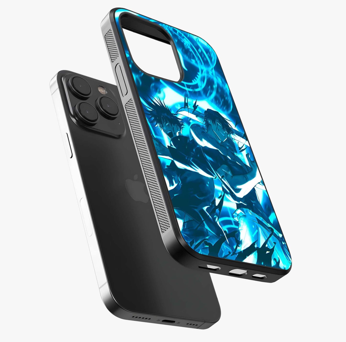 Cursed Energy Clash Glass Case photographed in natural light showing reflective finish and design depth.